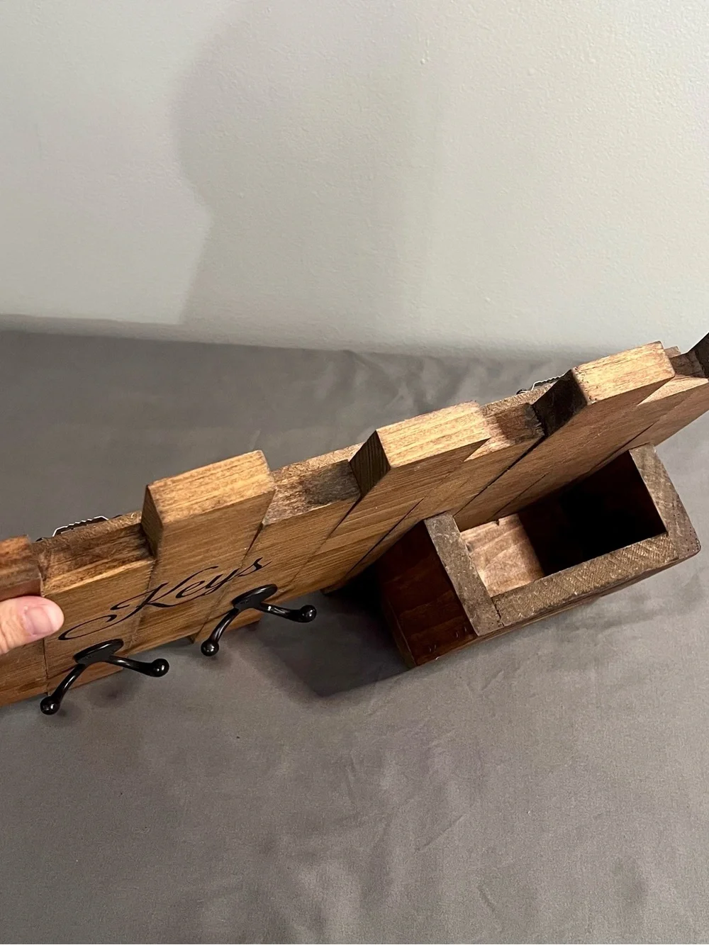 Hand Crafted Wooden Wall Mounted Key & Mail Holder Farmhouse 18x13”